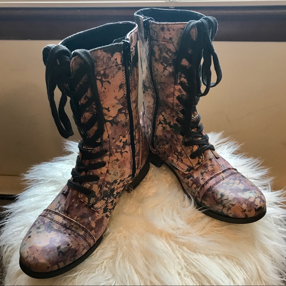 Floral Combat Boots